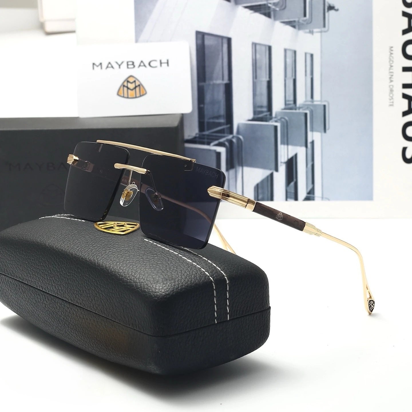 Maybach Frameless Luxury Sunglasses – Sleek UV Goggles for S-Class S450–S680, GLS480, GLS600 – Unisex High-End Car Eyewear