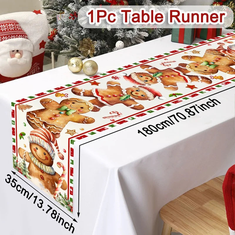 Santa Claus Christmas Table Runner Christmas Decorations for Home Xmas Table Flag Navidad Noel Gifts New Year Tablecloth