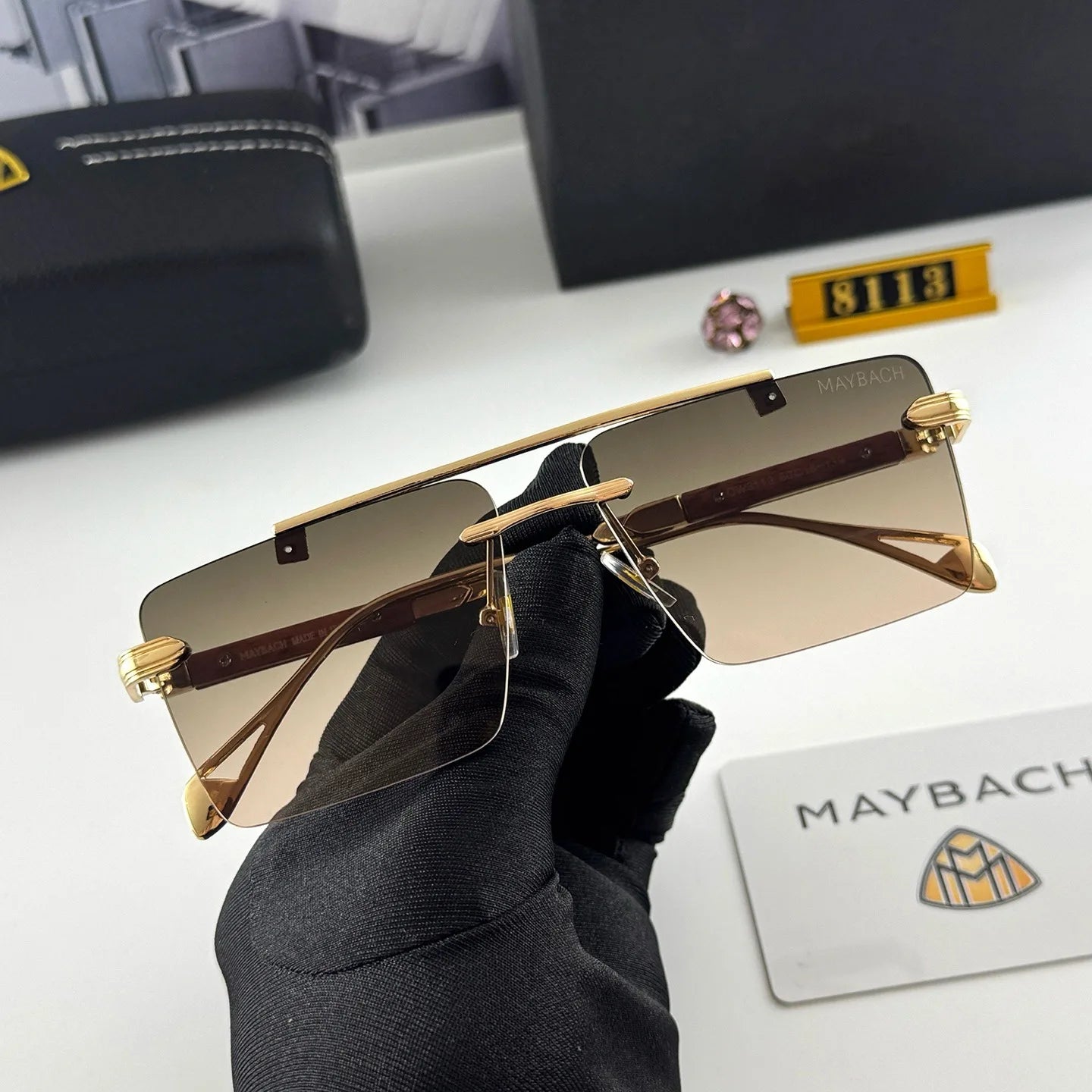 Maybach Frameless Luxury Sunglasses – Sleek UV Goggles for S-Class S450–S680, GLS480, GLS600 – Unisex High-End Car Eyewear