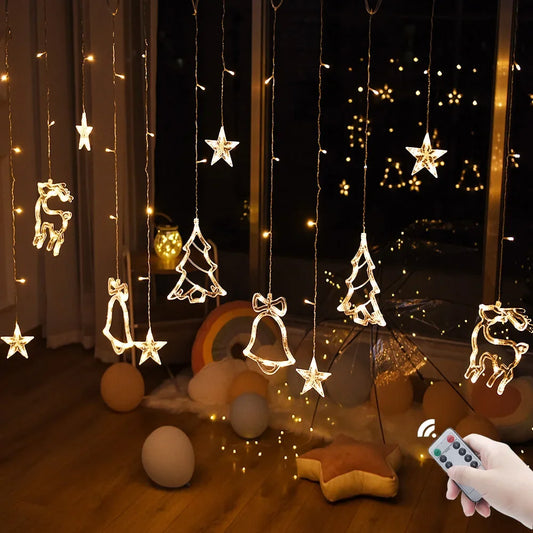 Christmas Decoration Festoon String Lights Fairy Garland Curtain Outdoor Indoor Decor for Holiday New Year Decoration