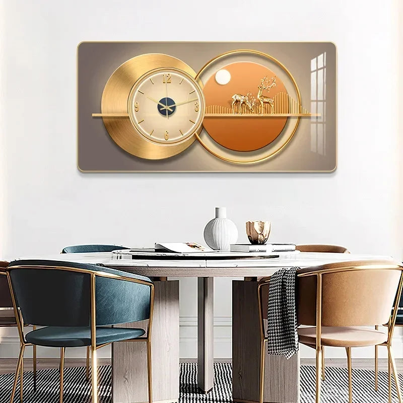 Decorative Painting Light Luxury Home Rectangular Clock Wall Painting Modern Minimalist Restaurant Rounded Clock Wall Painting
