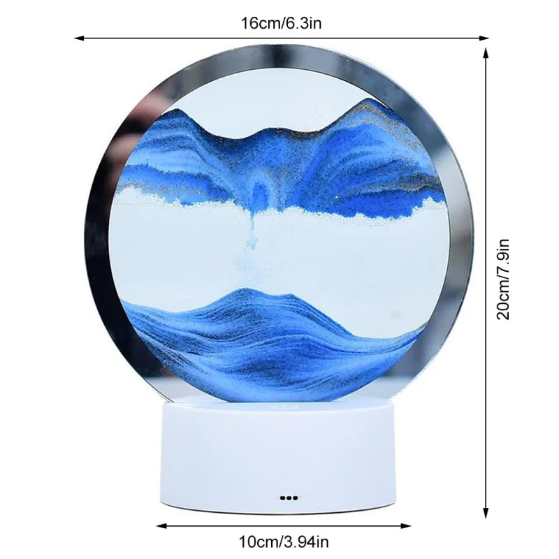 LED RGB 3D Moving Sand Art Lamp – 16-Color Quicksand Night Light with Remote & Touch Control