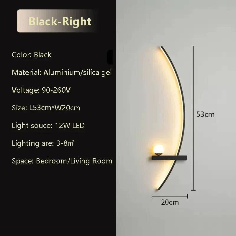 Modern LED Wall Lamp – 53cm Minimalist Design with Remote Control & Dimmable Light