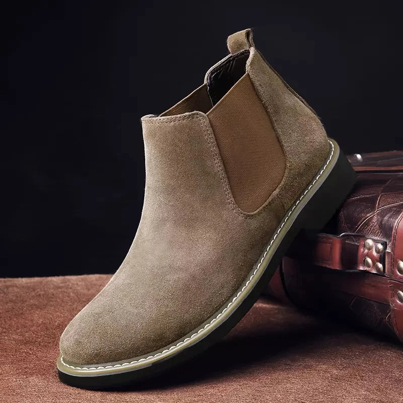 Men’s Suede Leather Chelsea Boots – High-Quality Autumn Ankle Boots, Slip-On Style Footwear