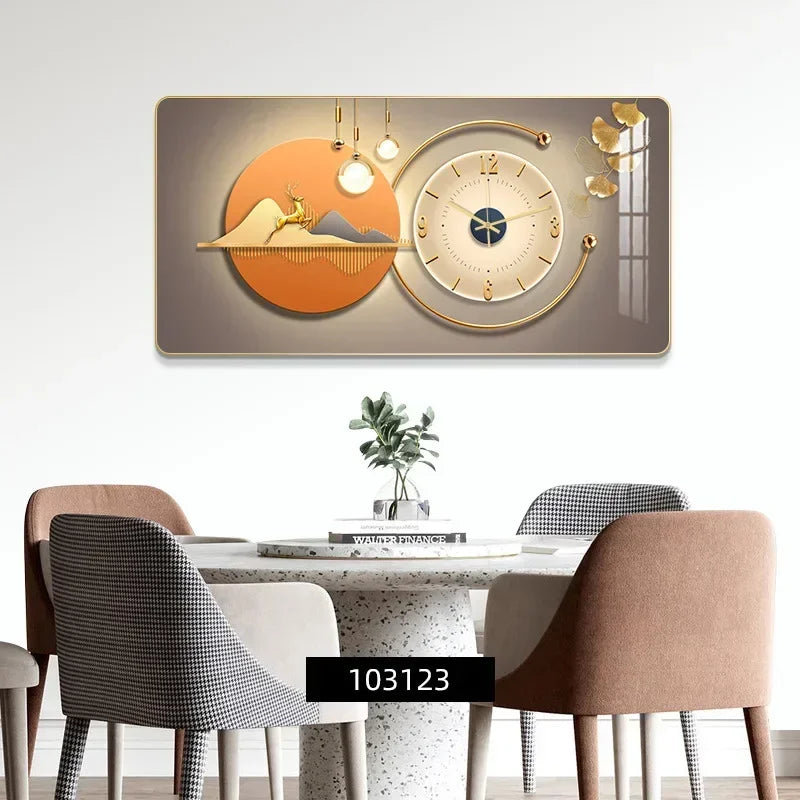 Decorative Painting Light Luxury Home Rectangular Clock Wall Painting Modern Minimalist Restaurant Rounded Clock Wall Painting