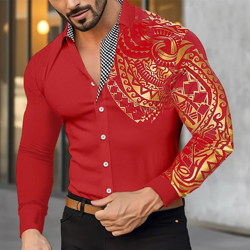 Men’s Classic Button-Down Long Sleeve Shirt – Casual/Formal Lapel Shirt for Spring & Fall (S–6XL)
