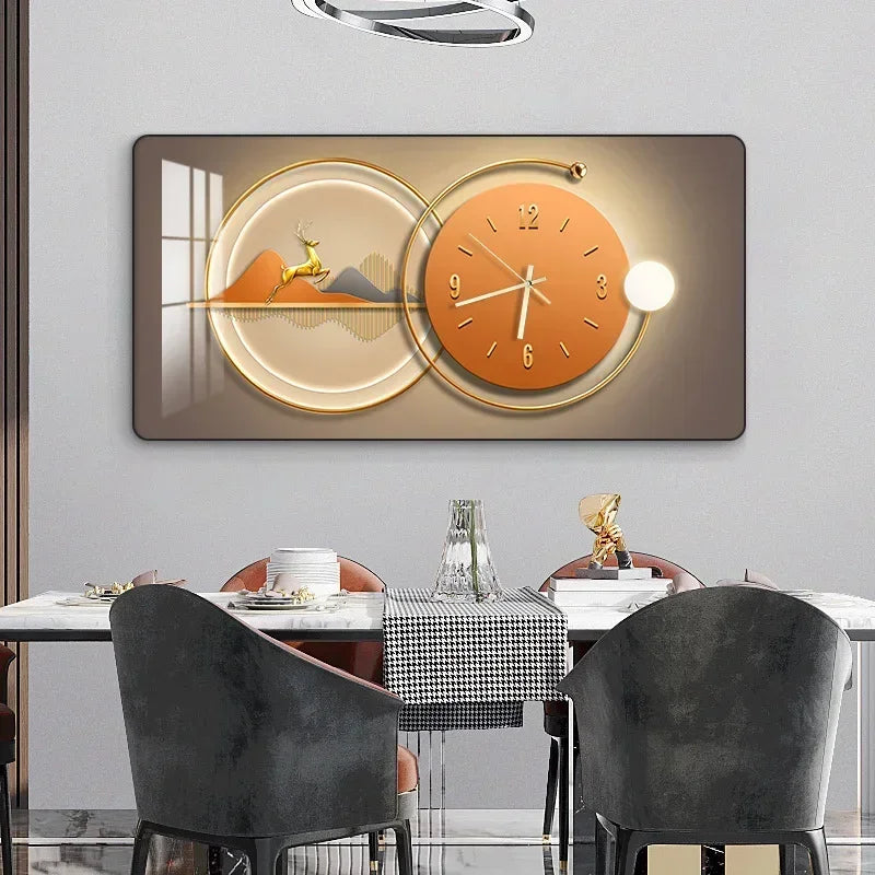 Decorative Painting Light Luxury Home Rectangular Clock Wall Painting Modern Minimalist Restaurant Rounded Clock Wall Painting