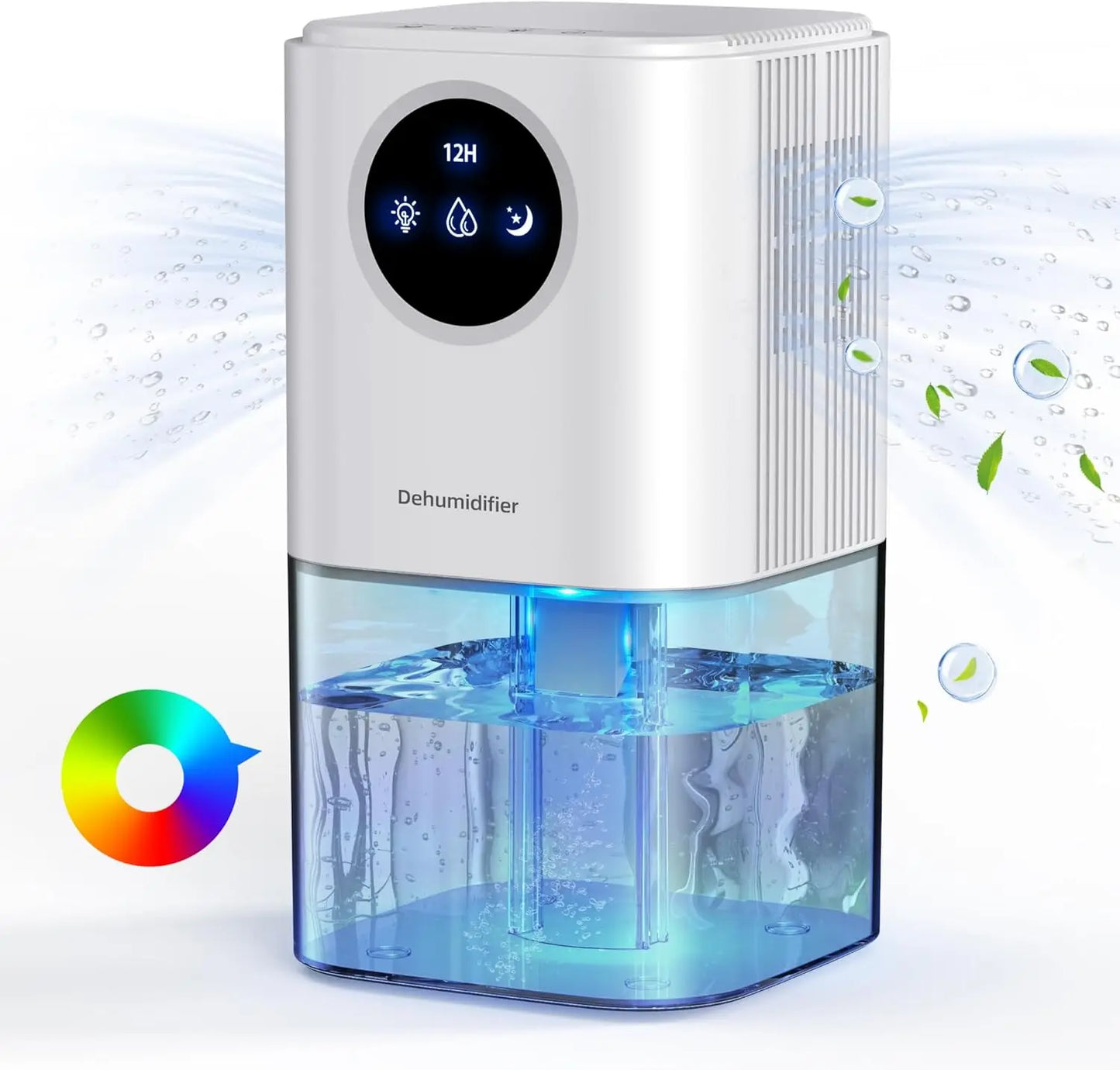 35oz Portable Dehumidifier β Quiet Operation with Colorful Night Light & Timer, Mini Air Moisture Absorber for Bedroom, Bathroom, Office