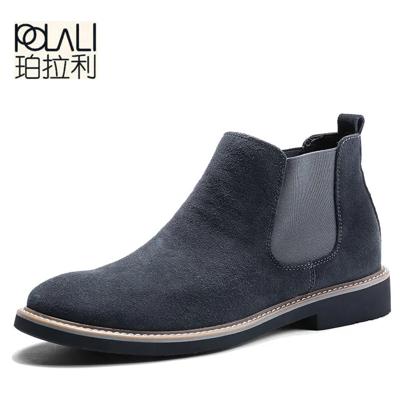 Men’s Suede Leather Chelsea Boots – High-Quality Autumn Ankle Boots, Slip-On Style Footwear