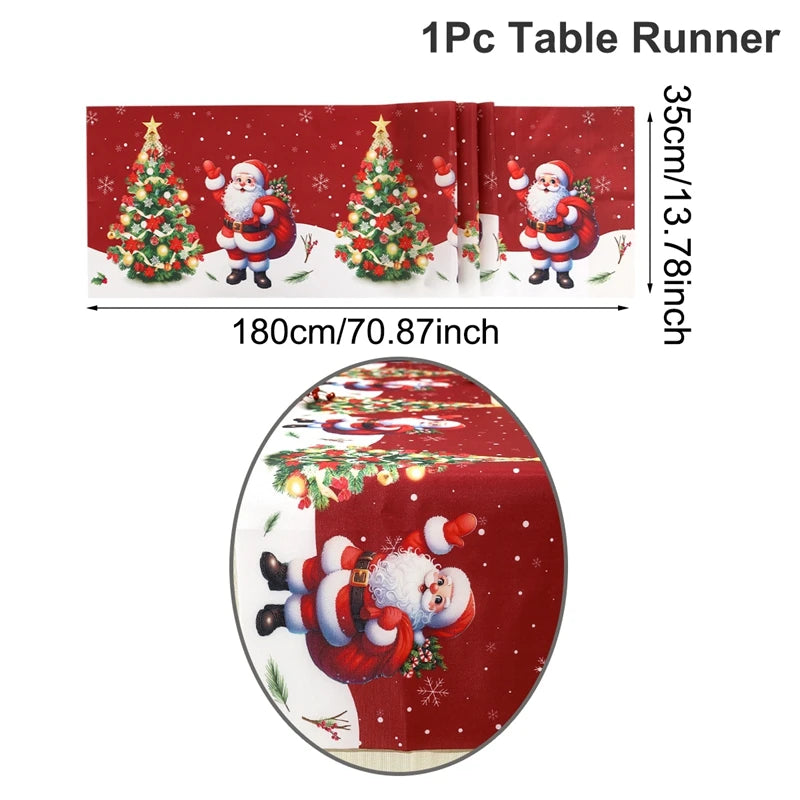 Santa Claus Christmas Table Runner Christmas Decorations for Home Xmas Table Flag Navidad Noel Gifts New Year Tablecloth
