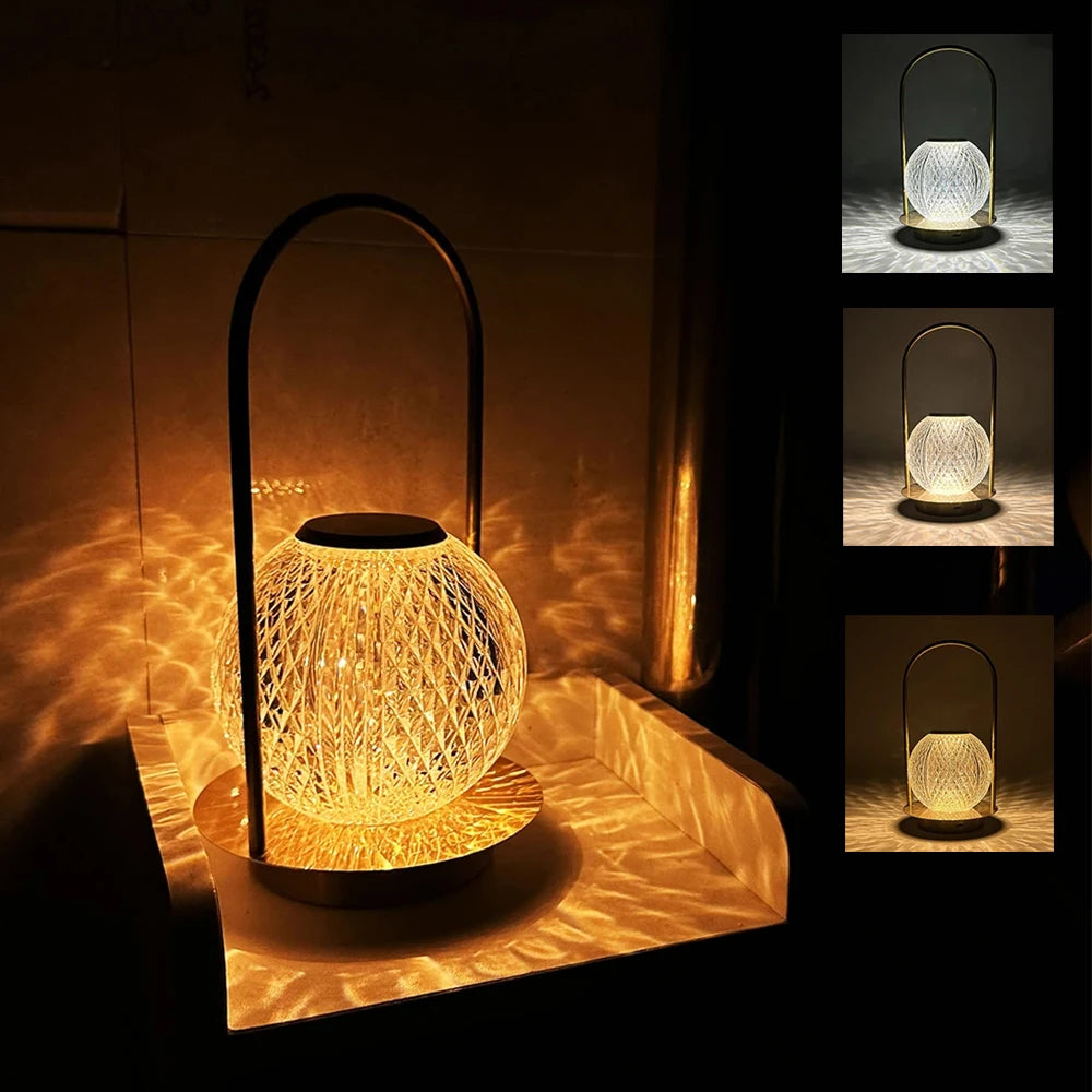 Touch Table Lamp Rechargeable Wireless Portable Bedroom Bedside Crystal Desk Lamp Night Light LED Decor Lights for Bar Coffee