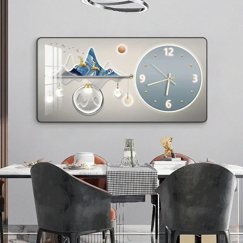 Decorative Painting Light Luxury Home Rectangular Clock Wall Painting Modern Minimalist Restaurant Rounded Clock Wall Painting