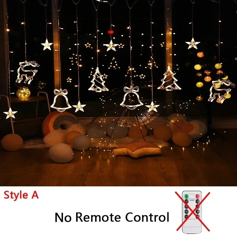 Christmas Decoration Festoon String Lights Fairy Garland Curtain Outdoor Indoor Decor for Holiday New Year Decoration
