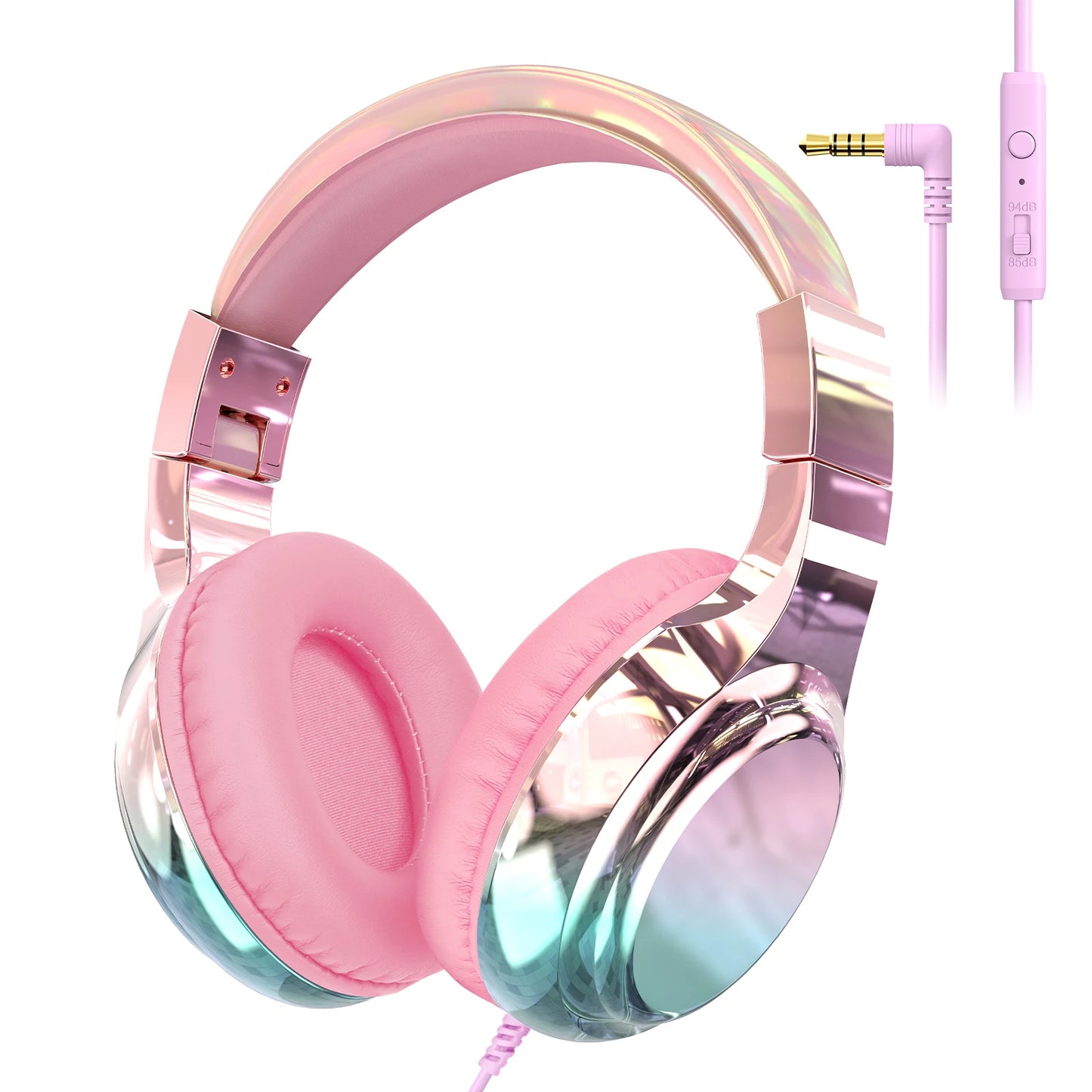 Kids Headphones Wired 3.5Mm Jack Stylish Foldable Children'S Gaming Headset with Mic for Iphone Computer Tablet PC Girls Gifts