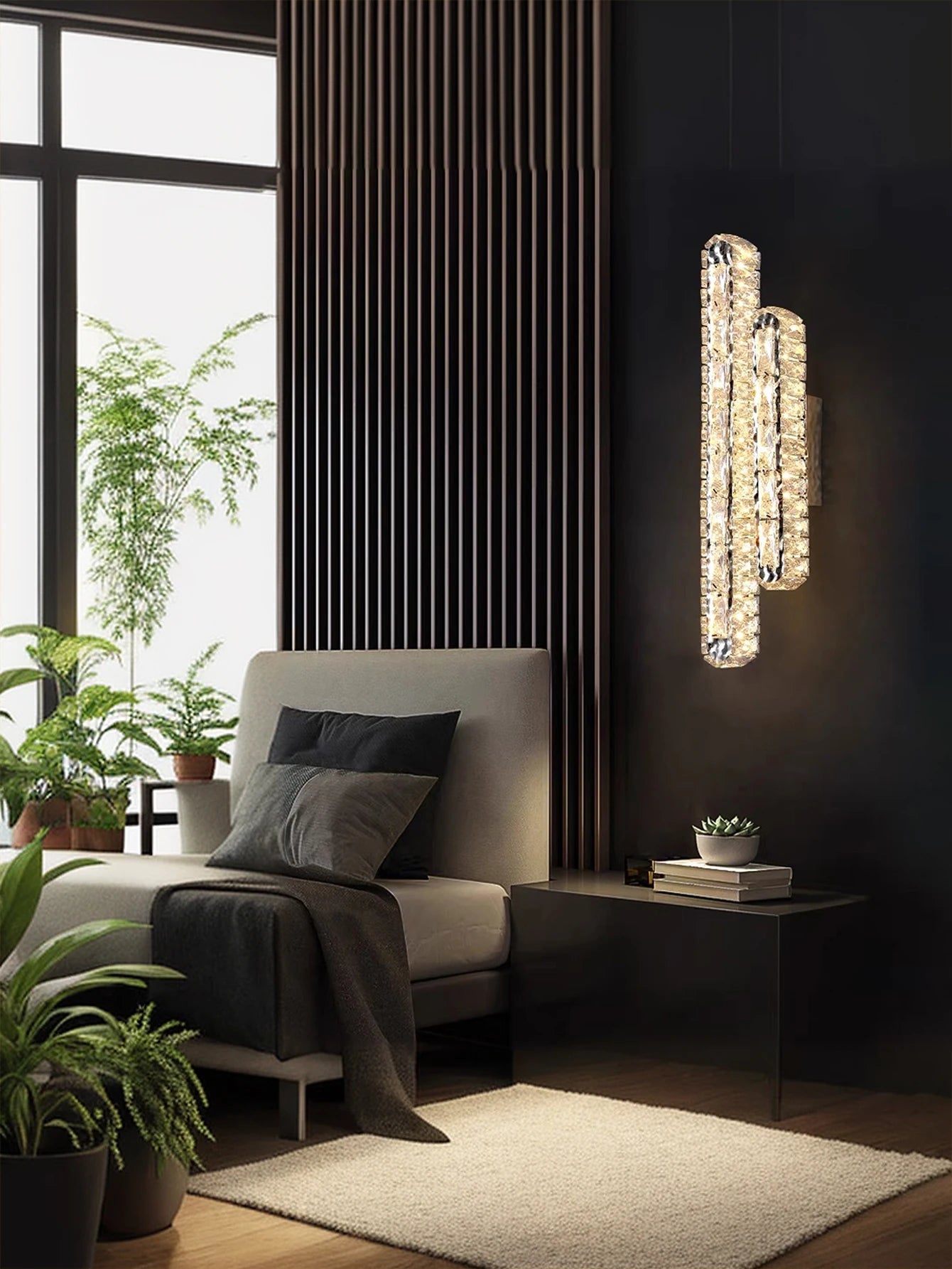 Gold/Silver Stainless Steel, Single/Double Row Crystal Wall Sconce for Hotel,Living Room,Bedroom,Wall Sconce,Lamps and Lanterns.