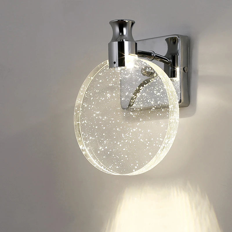 Nordic Simple LED Wall Lamp Crystal Glass Bubble Mirror Front Light Hallway Aisle Living Room Bedroom Dressing Table Wall Lights