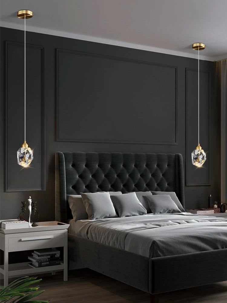 Light Luxury K9 Crystal Small Dhandelier Modern and Minimalist Restaurant Light Bar Counter Bedroom Bedside Long Line Light