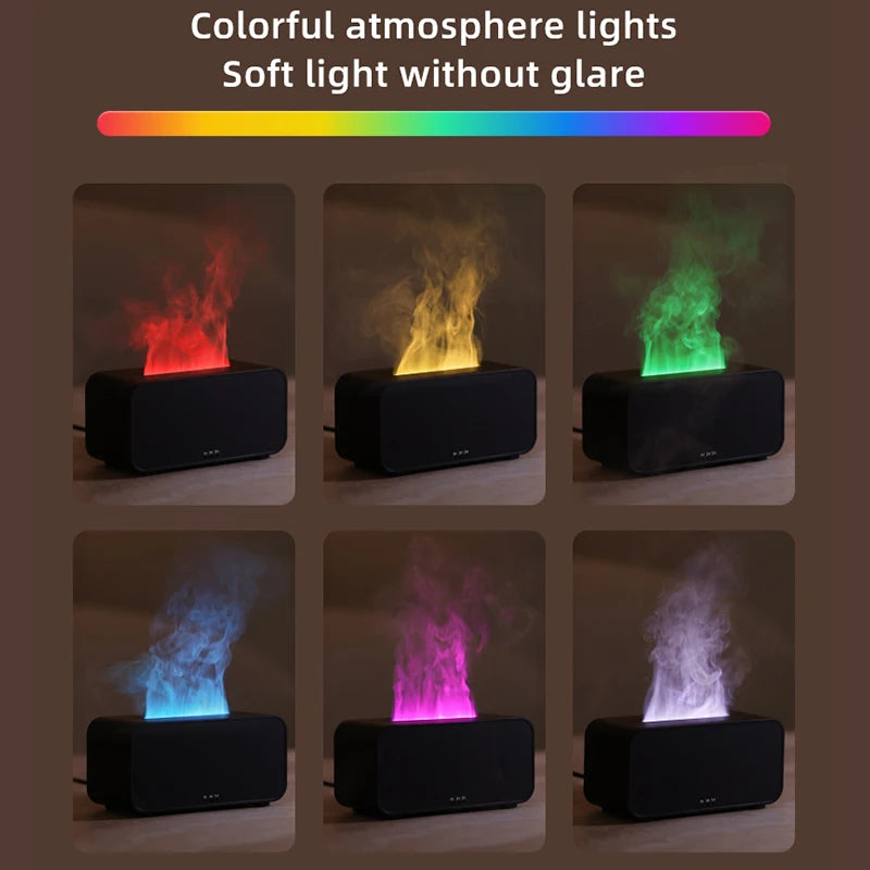 Simulation Flame Aromatherapy Machine Mini Air Humidifier LED Colorful Light Timer Humidifier Home Perfume Diffuser