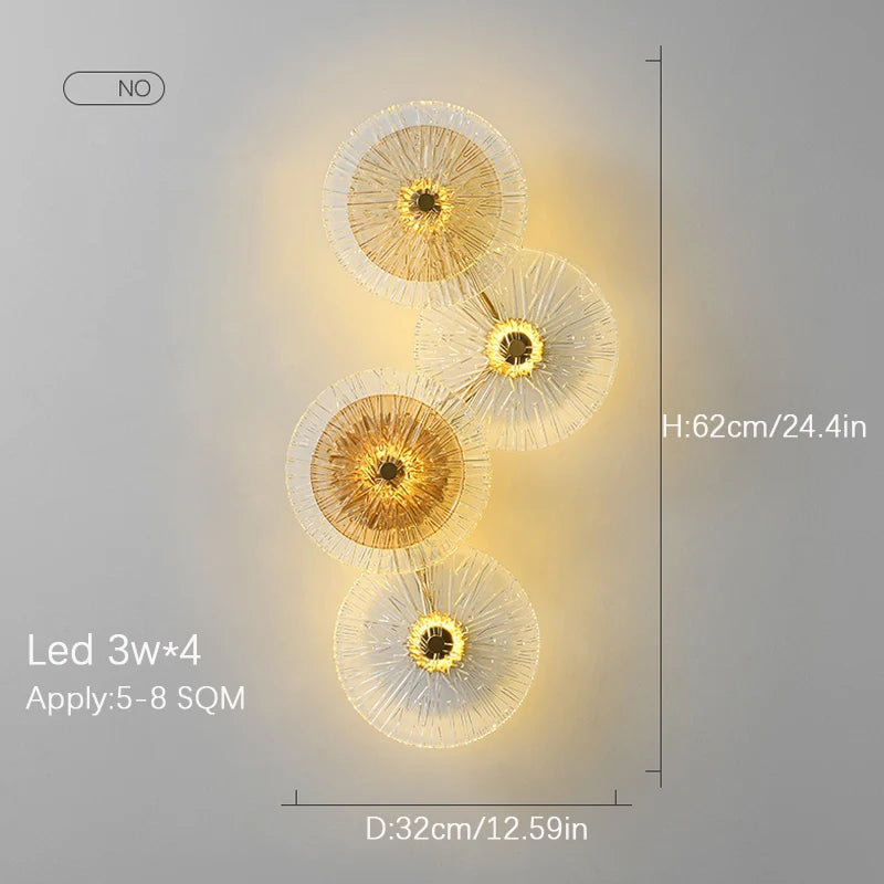 Modern Nordic round Glass LED Lights Wall Lamp Combination for Living Room TV Background Bedside Corridor