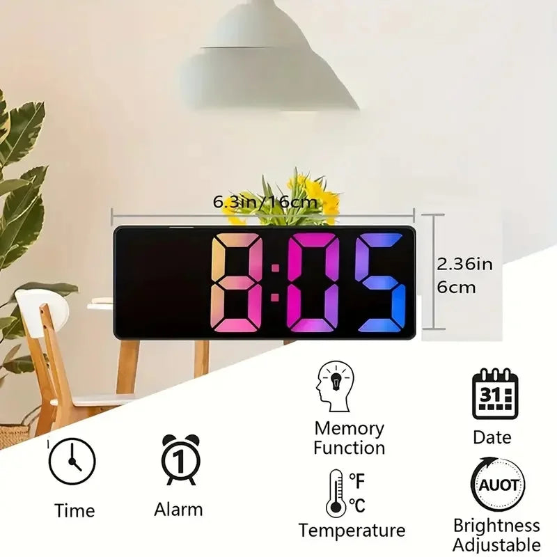 Digital Clock LED Alarm Clock Bedroom Electronic Desktop Clock with Temperature Display Adjustable Brightness 12/24 Hours