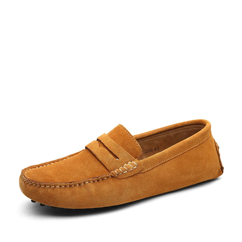 Men’s High-Quality Leather Loafers – Casual Moccasins Slip-On Flats for Driving & Fashion (Size 38-49)