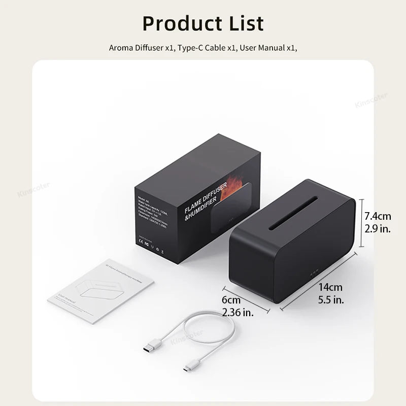 Simulation Flame Aromatherapy Machine Mini Air Humidifier LED Colorful Light Timer Humidifier Home Perfume Diffuser