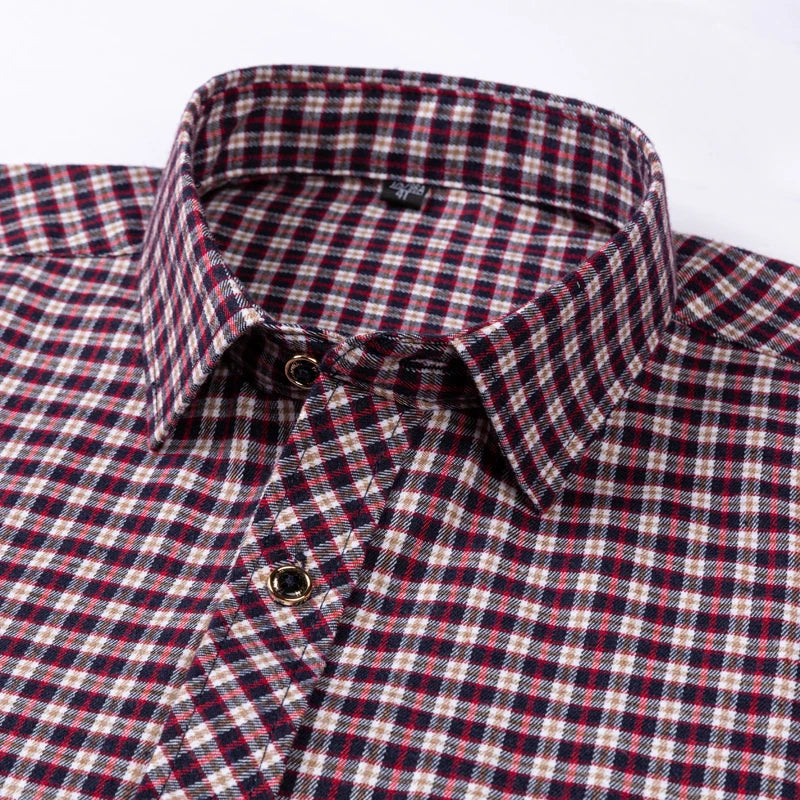 Men’s Soft Cotton Flannel Plaid Shirt – Long Sleeve Regular Fit Brushed Casual Shirt with Single Chest Pocket