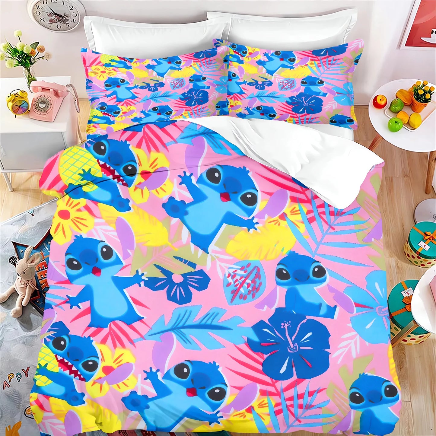 Stitch Cartoon Kids Duvet Cover Set – Anime Bedding Twin Size (No Filling), 100% Polyester – Multiple Sizes