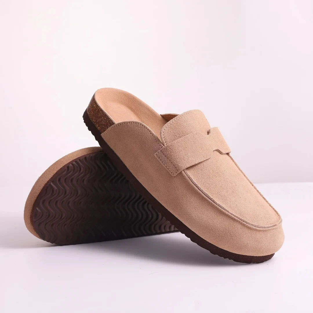 Crestar Cork Suede Mules Slippers – Classic Unisex Outdoor Clogs with Arch Support