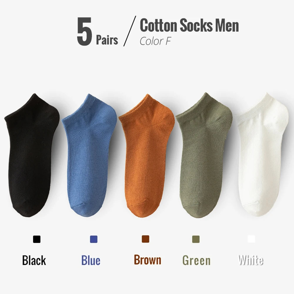 95% Combed Cotton Socks Men Business Dress Short Socks Soft Breathable Spring Summer Colorful Sock for Man 5Pairs/Lot Ankle Sock