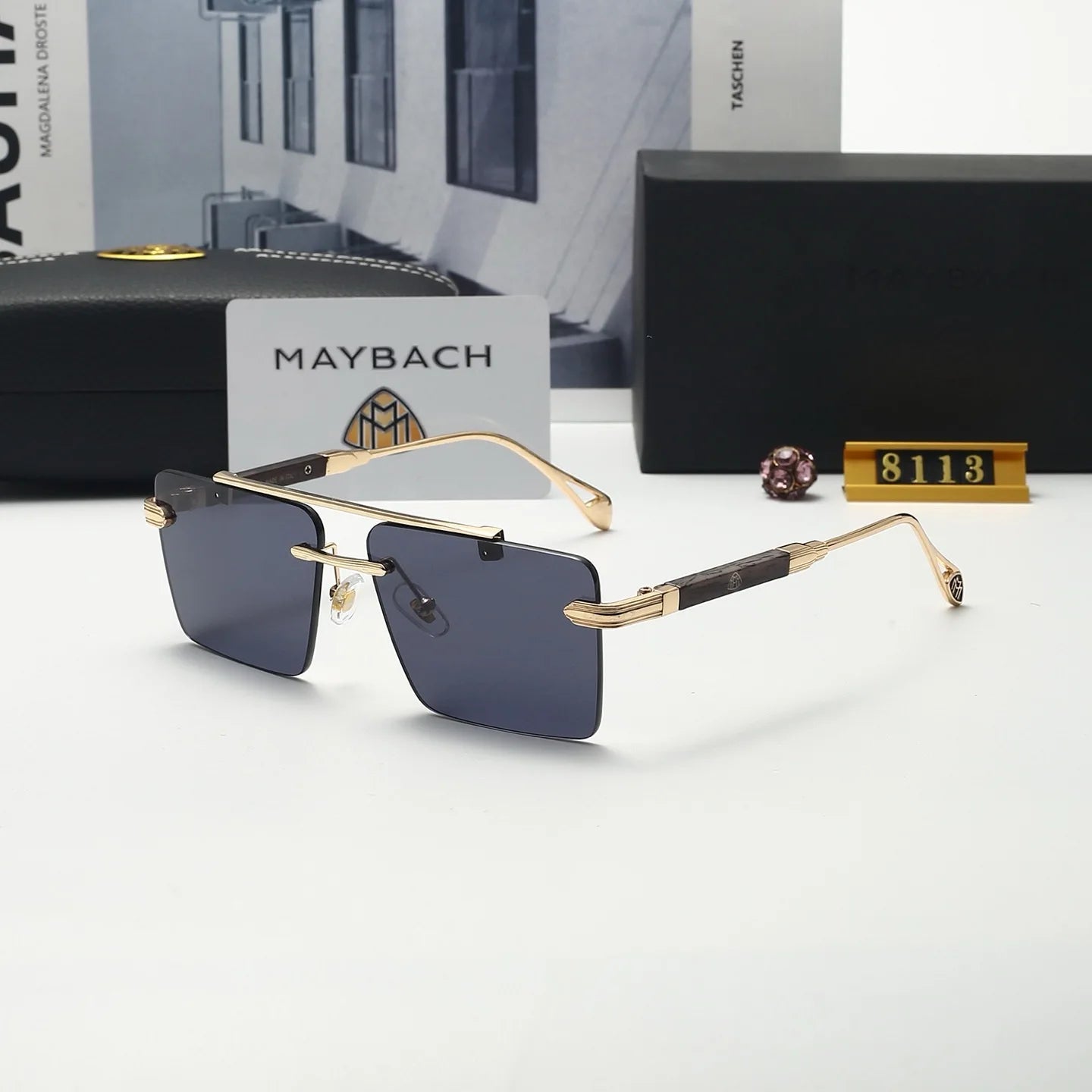 Maybach Frameless Luxury Sunglasses – Sleek UV Goggles for S-Class S450–S680, GLS480, GLS600 – Unisex High-End Car Eyewear