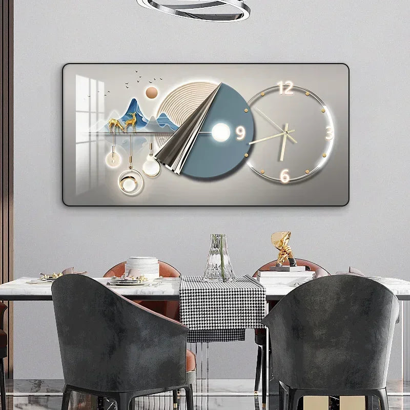 Decorative Painting Light Luxury Home Rectangular Clock Wall Painting Modern Minimalist Restaurant Rounded Clock Wall Painting