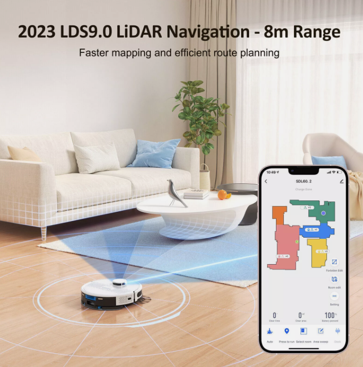 Laser Robot Vacuum Cleaner & Mop - 4000Pa Suction, Precision Mapping, Self-Charging, WiFi/App Control, Smart Navigation - Ideal for Pet Hair & Carpets BRANDED