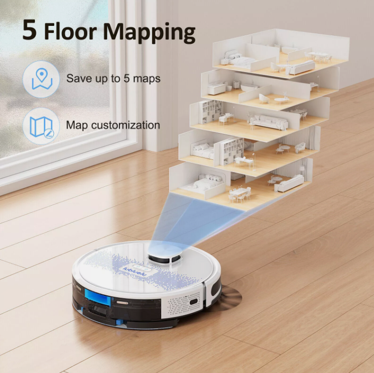 Laser Robot Vacuum Cleaner & Mop - 4000Pa Suction, Precision Mapping, Self-Charging, WiFi/App Control, Smart Navigation - Ideal for Pet Hair & Carpets BRANDED