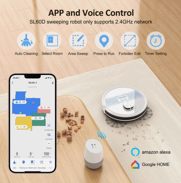 Laser Robot Vacuum Cleaner & Mop - 4000Pa Suction, Precision Mapping, Self-Charging, WiFi/App Control, Smart Navigation - Ideal for Pet Hair & Carpets BRANDED
