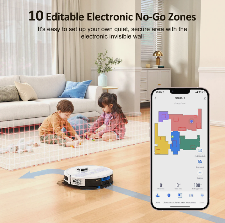 Laser Robot Vacuum Cleaner & Mop - 4000Pa Suction, Precision Mapping, Self-Charging, WiFi/App Control, Smart Navigation - Ideal for Pet Hair & Carpets BRANDED