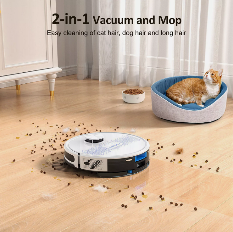 Laser Robot Vacuum Cleaner & Mop - 4000Pa Suction, Precision Mapping, Self-Charging, WiFi/App Control, Smart Navigation - Ideal for Pet Hair & Carpets BRANDED