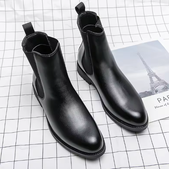 Luxury British Style Men’s Chelsea Boots – Split Leather Dress Shoes for Business, Wedding & Formal Events | Waterproof, Handmade BRANDED
