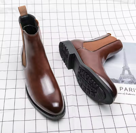 Luxury British Style Men’s Chelsea Boots – Split Leather Dress Shoes for Business, Wedding & Formal Events | Waterproof, Handmade BRANDED