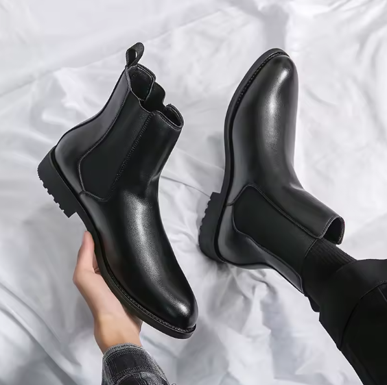 Luxury British Style Men’s Chelsea Boots – Split Leather Dress Shoes for Business, Wedding & Formal Events | Waterproof, Handmade BRANDED