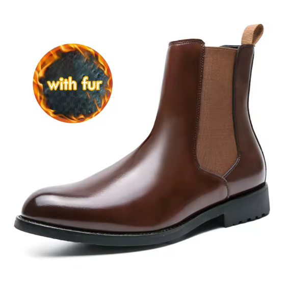 Luxury British Style Men’s Chelsea Boots – Split Leather Dress Shoes for Business, Wedding & Formal Events | Waterproof, Handmade BRANDED