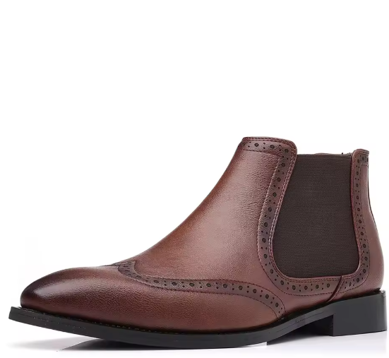 Men’s Retro Chelsea Boots – Low Heel PU Leather Fashionable Footwear for Spring & Autumn Sport Swag
