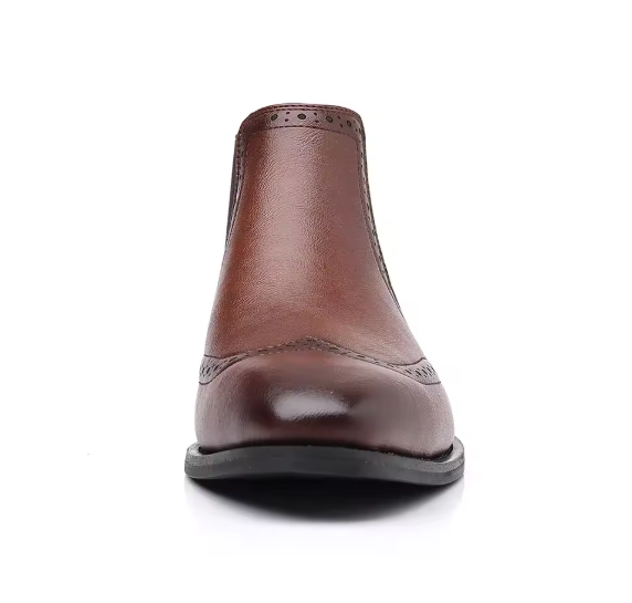 Men’s Retro Chelsea Boots – Low Heel PU Leather Fashionable Footwear for Spring & Autumn Sport Swag