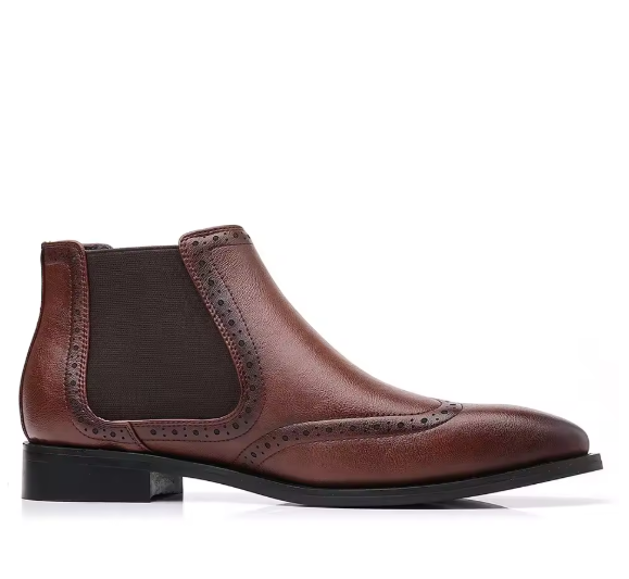 Men’s Retro Chelsea Boots – Low Heel PU Leather Fashionable Footwear for Spring & Autumn Sport Swag