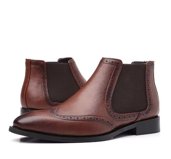 Men’s Retro Chelsea Boots – Low Heel PU Leather Fashionable Footwear for Spring & Autumn Sport Swag