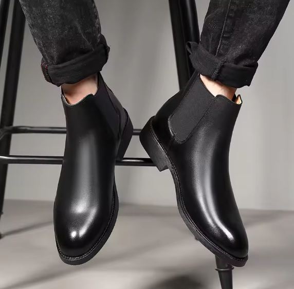 Men’s Classic Genuine Leather Chelsea Boots – Retro British Style Ankle Boots | High-Top Winter Slip-On Shoes Be-Better