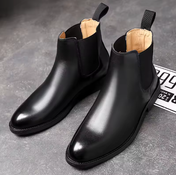 Men’s Classic Genuine Leather Chelsea Boots – Retro British Style Ankle Boots | High-Top Winter Slip-On Shoes Be-Better