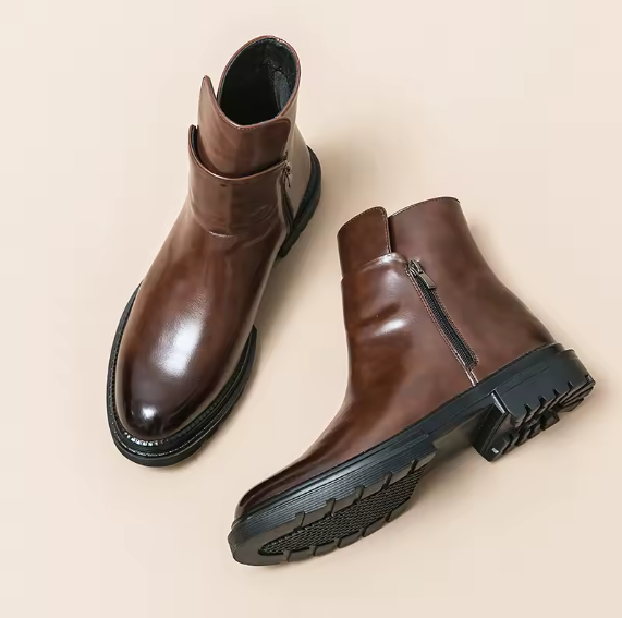 Men’s Handmade Leather Chelsea Boots – Thick Sole British Style Side-Zip Ankle Business Shoes | Spring/Autumn Kentello Shoes
