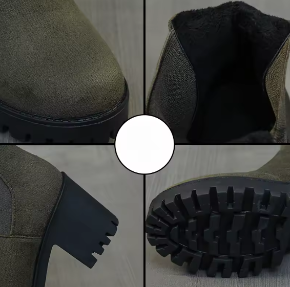 Women’s Suede Chunky Heeled Chelsea Boots – Plus Size Slip-On Ankle Boots | Autumn Winter Fashion | Round Toe Platform Booties Big Stone