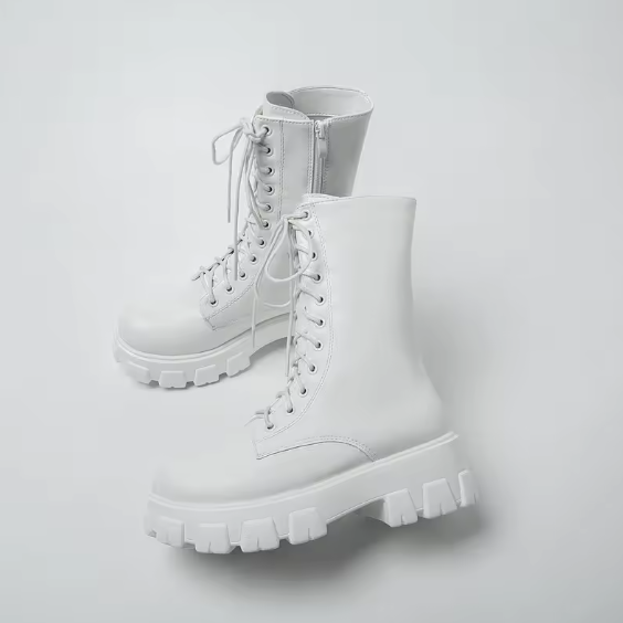 Women’s Mid-Calf Lace-Up Chelsea Boots – Autumn/Winter Fashion PU Leather Zipper Boots with Low Square Heel & Sporty Platform Comfort BRANDED